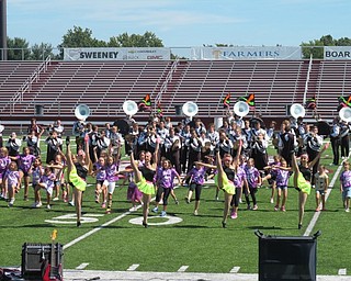 Neighbors | Alexis Bartolomucci.The Spartan Sweethearts danced with the Semi-Sweethearts during one of the songs played by the marching band on Sept. 13 for the Boardman elementary school students.