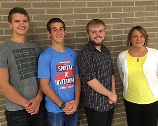 Neighbors | Submitted.Students Sebastian Heinonen, Nicholas DiGiacomo and Simon Pusateri, along with Principal Cynthia Fernback, celebrated their National Merit Scholar honors.