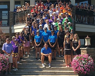 Neighbors | Submitted.High school golfers from Boardman, Austintown Fitch, Canfield, Howland, Massillon Jackson, Canton GlenOak, Green, Beaver Local, Champion, Lakeview, Poland, Cardinal Mooney, Ursuline, Warren JFK and Columbiana pose for a picture before the Christine Terlesky Lake Club Girls Golf Invitational began.