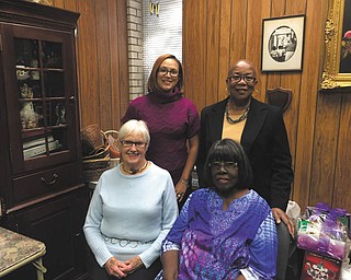 SPECIAL TO THE VINDICATOR
Protestant Family Services is preparing for its “Feast of Salads and Fashions” fundraiser at 11 a.m. Saturday at First Presbyterian Church, 201 Wick Ave., Youngstown. Doors open at 10 a.m. Tickets are $20; call 330-746-4600 for reservations. Preparing for the event, in front from left, are Karen Hanousek and Jewel Black, program committee members, and standing are Azell Burley, vice president of PFS and program chairwoman, and Jackie Burley, executive director of PFS.