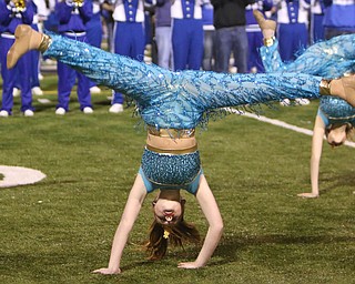 Chelsea Murphy of the Hubbard High School majorette's does a cartwheel during the halftime performance of Friday nights matchup against Struthers. Dustin Livesay  |  The Vindicator  10/14/16  Hubbard.