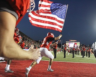 Nikos Frazier | The Vindicator..in the first quarter as Youngstown State takes on Northern Illinois at Stambaugh Stadium in Youngstown on Saturday, Oct. 15, 2016.