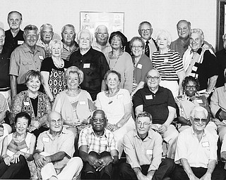 SPECIAL TO THE VINDICATOR
East High School Class of 1956 celebrated its 60th reunion Aug. 27 at Our Lady of Mount Carmel Basilica social hall in Youngstown. Classmates traveled from California, Virginia, Maryland and Florida. Those attending the event, in front from left, are Barbara Belcher Charles, Donna DiVito Maiorana, Frank Corso, Leonard Howie, Joseph Catullo, Joseph Huda and David Howell. In row two are Judy Dragoui Saadey, Roseann Walley Schwartz, Fran Bell Sikora, Judy Caruso Jenkins, Phyllis Camardo DeMain, John Congemi, Ida Sewell Coleman, Shirley Fleming Parker and Mary Ann Wydick Bellino. In the third row are Rebecca Cello Disbennett, Thomas Kelty, Dominic Appulese, Fran Canale Pascarella, John Mascarella, Sadie Foster Lewis, Gina Bevilaqua Scudieri, Carol Lynn Price, Cosmo Pecchia and Anthony Smaldino. And in row four are James Caicco, William Lipka, Charles Schaeffer, James Lucarell, William Martin, William Fisher and Nick D’Alesio.