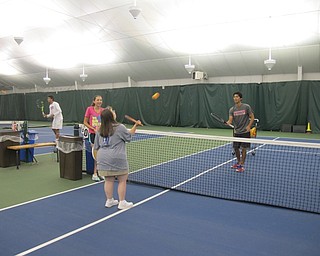 Neighbors | Alexis Bartolomucci.Mary played tennis with one of the Youngstown State University tennis players on Sept. 24 at the Boardman Tennis Center during the Buddy Up Tennis program.