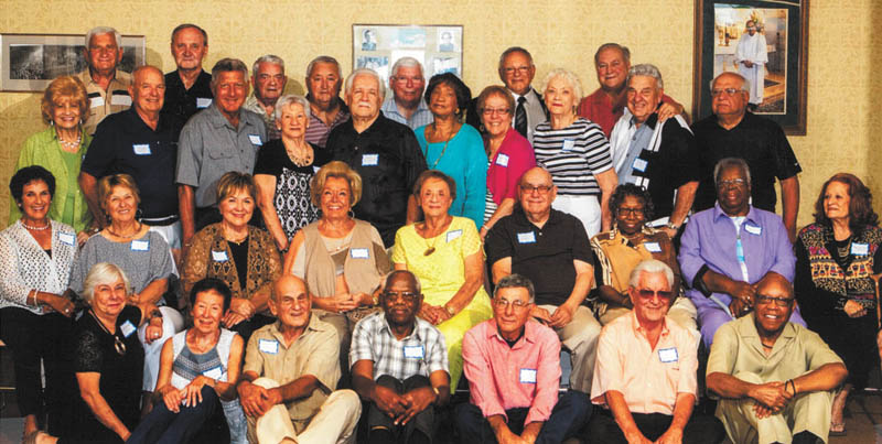 SPECIAL TO THE VINDICATOR
East High School Class of 1956 celebrated its 60th reunion Aug. 27 at Our Lady of Mount Carmel Basilica social hall in Youngstown. Classmates traveled from California, Virginia, Maryland and Florida. Those attending the event, in front from left, are Barbara Belcher Charles, Donna DiVito Maiorana, Frank Corso, Leonard Howie, Joseph Catullo, Joseph Huda and David Howell. In row two are Judy Dragoui Saadey, Roseann Walley Schwartz, Fran Bell Sikora, Judy Caruso Jenkins, Phyllis Camardo DeMain, John Congemi, Ida Sewell Coleman, Shirley Fleming Parker and Mary Ann Wydick Bellino. In the third row are Rebecca Cello Disbennett, Thomas Kelty, Dominic Appulese, Fran Canale Pascarella, John Mascarella, Sadie Foster Lewis, Gina Bevilaqua Scudieri, Carol Lynn Price, Cosmo Pecchia and Anthony Smaldino. And in row four are James Caicco, William Lipka, Charles Schaeffer, James Lucarell, William Martin, William Fisher and Nick D’Alesio.