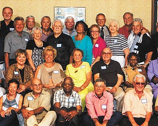 SPECIAL TO THE VINDICATOR
East High School Class of 1956 celebrated its 60th reunion Aug. 27 at Our Lady of Mount Carmel Basilica social hall in Youngstown. Classmates traveled from California, Virginia, Maryland and Florida. Those attending the event, in front from left, are Barbara Belcher Charles, Donna DiVito Maiorana, Frank Corso, Leonard Howie, Joseph Catullo, Joseph Huda and David Howell. In row two are Judy Dragoui Saadey, Roseann Walley Schwartz, Fran Bell Sikora, Judy Caruso Jenkins, Phyllis Camardo DeMain, John Congemi, Ida Sewell Coleman, Shirley Fleming Parker and Mary Ann Wydick Bellino. In the third row are Rebecca Cello Disbennett, Thomas Kelty, Dominic Appulese, Fran Canale Pascarella, John Mascarella, Sadie Foster Lewis, Gina Bevilaqua Scudieri, Carol Lynn Price, Cosmo Pecchia and Anthony Smaldino. And in row four are James Caicco, William Lipka, Charles Schaeffer, James Lucarell, William Martin, William Fisher and Nick D’Alesio.