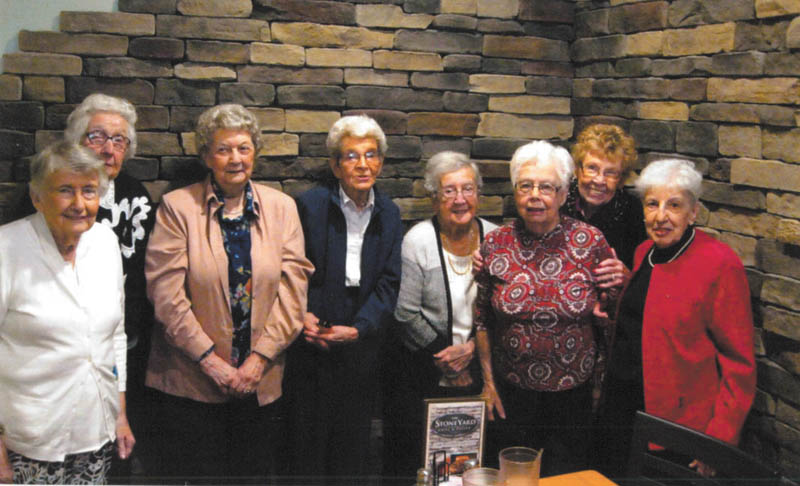 SPECIAL TO THE VINDICATOR
Members of St. Elizabeth Hospital School of Nursing Class of 1947 celebrated their 90th birthdays this year. During a luncheon at Stoneyard Grill in Niles, they marked 72 years of friendship. Those attending were Margaret O’Brien Keenan, Patricia Joyce Hartwig, Mary Lou Peachy Morley, Kathryn Callahan Kennedy, Kathryn Bebackwa Sekula, 
Martha Jane Richards Benedict, Lois Allar Miller and Adeline Adornato Duncko. Classmates unable to attend were Marcella Eddy Burgess, Patricia O’Neil Roche, Shirley Stein Deckant, Cleo Duffy Orlando, Jean McKenzie Baun and Marian Fitzgerald Busick.