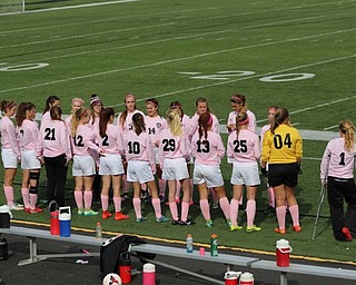 Neighbors | Abby Slanker.The Canfield High School girls soccer team wore pink jerseys to raise breast cancer awareness during the Pink Out organized by NHS senior members and varsity soccer players Jad Saleh and Cece Shaer on Oct. 8.