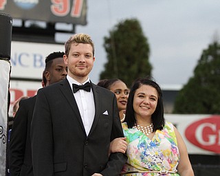 Nikos Frazier | The Vindicator..Ian Dunlap and Demetrianna Antonelli, members of the 2016 homecoming court, pose for a photo at the 2016 Youngstown State University Homecoming game against Indiana State at Stambaugh Stadium on Saturday, Oct. 29, 2016.