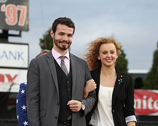 Nikos Frazier | The Vindicator..Jacob Schriner-Briggs and Jeri Wethli, members of the 2016 homecoming court, pose for a photo at the 2016 Youngstown State University Homecoming game against Indiana State at Stambaugh Stadium on Saturday, Oct. 29, 2016.