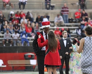 Nikos Frazier | The Vindicator..Kyle Moore is crowned king at the 2016 Youngstown State University Homecoming game against Indiana State at Stambaugh Stadium on Saturday, Oct. 29, 2016.