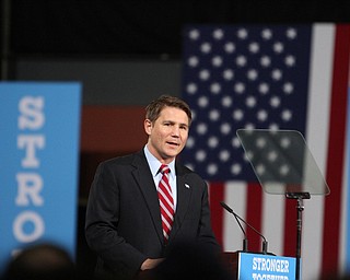 Kent, Ohio: Monday, Oct. 31, 2016..Rep. John Boccieri (D-OH59) speaks to supporters before Democratic presidential nominee, Hillary Clinton speaks at the Kent State University Recreation & Wellness Center in Kent, Ohio. (Nikos Frazier | The Vindicator)