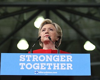 Kent, Ohio: Monday, Oct. 31, 2016..Democratic presidential nominee, Hillary Clinton speaks at the Kent State University Recreation & Wellness Center in Kent, Ohio. (Nikos Frazier | The Vindicator)