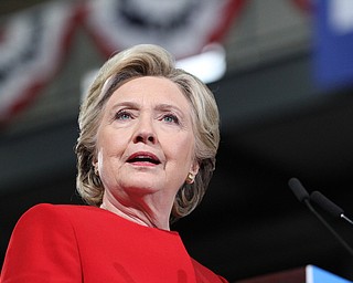 Kent, Ohio: Monday, Oct. 31, 2016..Democratic presidential nominee, Hillary Clinton speaks at the Kent State University Recreation & Wellness Center in Kent, Ohio. (Nikos Frazier | The Vindicator)