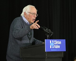 ROBERT K. YOSAY | THE VINDICATOR..Bernie Sanders spoke to a crowd of over 300 supporters at YSU stadium gym. in support of Hillary Kaine thursday afternoon... - -30-...