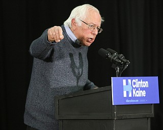 ROBERT K. YOSAY | THE VINDICATOR..Bernie Sanders spoke to a crowd of over 300 supporters at YSU stadium gym. in support of Hillary Kaine thursday afternoon... - -30-...