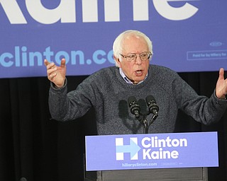 ROBERT K. YOSAY | THE VINDICATOR..Bernie Sanders spoke to a crowd of over 300 supporters at YSU stadium gym. in support of Hillary Kaine thursday afternoon... - -30-...