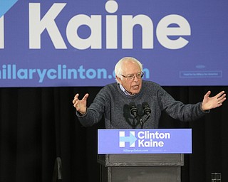 ROBERT K. YOSAY | THE VINDICATOR..Bernie Sanders spoke to a crowd of over 300 supporters at YSU stadium gym. in support of Hillary Kaine thursday afternoon... - -30-...