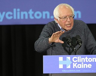 ROBERT K. YOSAY | THE VINDICATOR..Bernie Sanders spoke to a crowd of over 300 supporters at YSU stadium gym. in support of Hillary Kaine thursday afternoon... - -30-...