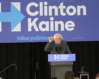 ROBERT K. YOSAY | THE VINDICATOR..Bernie Sanders spoke to a crowd of over 300 supporters at YSU stadium gym. in support of Hillary Kaine thursday afternoon... - -30-...