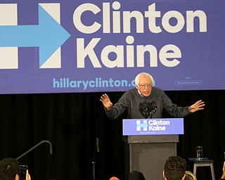 ROBERT K. YOSAY | THE VINDICATOR..Bernie Sanders spoke to a crowd of over 300 supporters at YSU stadium gym. in support of Hillary Kaine thursday afternoon... - -30-...