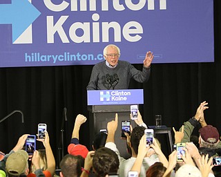 ROBERT K. YOSAY | THE VINDICATOR..Bernie Sanders spoke to a crowd of over 300 supporters at YSU stadium gym. in support of Hillary Kaine thursday afternoon... - -30-...
