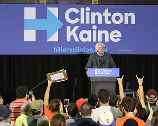 ROBERT K. YOSAY | THE VINDICATOR..Bernie Sanders spoke to a crowd of over 300 supporters at YSU stadium gym. in support of Hillary Kaine thursday afternoon... - -30-...