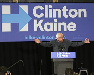 ROBERT K. YOSAY | THE VINDICATOR..Bernie Sanders spoke to a crowd of over 300 supporters at YSU stadium gym. in support of Hillary Kaine thursday afternoon... - -30-...