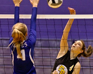 William D. Lewis/The Vindicator Crestview's Taylor Oliver(4) returns a shot past Gilmour's Chase Filicko(4) during Nov 3, 2016 action in Barberton.