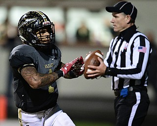 WARREN, OHIO - NOVEMBER 4, 2016: Lynn Bowden #1 of Harding celebrates after scoring a touchdown during the second half of their game Friday night at Warren Harding High School. DAVID DERMER | THE VINDICATOR