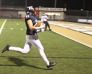 Nikos Frazier | The Vindicator..JFK's Jason Coates(44) runs into the end zone in the second quarter for a touchdown during an OSHAA Division VII Playoff game between Toronto and John F. Kennedy Catholic High School in Warren at Mollenkopf Stadium in Warren on Saturday, Nov. 5, 2016.