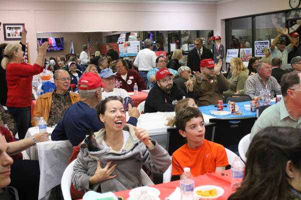        ROBERT K. YOSAY  | THE VINDICATOR..At the Republican HQ in Boardman party faithful sit and cheer as results start to trickle in...Election 2016...  . - -30-...