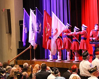        ROBERT K. YOSAY  | THE VINDICATOR..Austintown Fitch Honor Guard honored each branch of service with their flag and a musical tribute to each..33rd Veterans Day Program as Junior and Seniors gathered in the Auditorium to honor those that served our country .. - -30-...