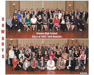 SPECIAL TO THE VINDICATOR
Chaney High School Class of 1966 celebrated the 50th reunion Oct. 14 through 16. A mixer took place at the Eagles in Austintown on Oct. 14, and a banquet followed on Oct. 15 at Antone’s Banquet Centre in Boardman. A brunch at Davidson’s Restaurant in Cornersburg on Oct. 16 brought the weekend to a close. More than 160 classmates, spouses and friends attended the banquet, and 45 graduates were honored for their military service. The class published a directory and paperback book titled “The Way We Were, 1953-1966: Memories of the Chaney High School Class of ’66.” The book was edited by Sue Meikle Skidmore and several other classmates, and it is available for purchase online at www.amazon.com.