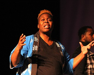 (Nikos Frazier | The Vindicator)..Darlene Griffin, who plays the grandmother in the "Nativity, The Hope" at Youngstown Playhouse in Youngstown on Sunday, Nov. 27, 2016.