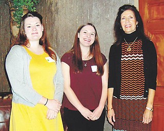 SPECIAL TO THE VINDICATOR
Mahoning Retired Teachers Association recently gathered at Antone’s Banquet Center in Boardman to award scholarships to two Youngstown State University education students. To be eligible, recipients were required to carry a 3.0 grade point average and be a full-time student at YSU. Scholarship winners, from left, are Allison Henline and Amanda Lacusky, with MRTA scholarship chairman Joyce Mistovich.
