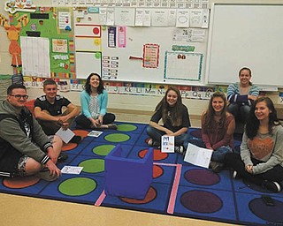 SPECIAL TO THE VINDICATOR
Eight students from West Branch High School in Kerry Varble’s creative writing class, wrote and illustrated children’s books. When completed, they read the books to preschool classes at West Branch Middle School. Topics included dinosaurs playing baseball (team work), the joy and challenges of being 6 years old, a turtle who is bullied by alligators, making friends with the monster under the bed and an adaptation of “Beowulf.” From left are Michael Minich, Landon Burns, Willow Daley, Tiffany O’Brien, Addison Biggs, Carla Grizer and Kristina Pazzelli.