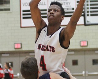 William D. Lewis The Vindicator Struthers' Ja'Juan Duglas(40) collides with Zac Bruff (1) of Fitch during 12062016 action at Struthers.