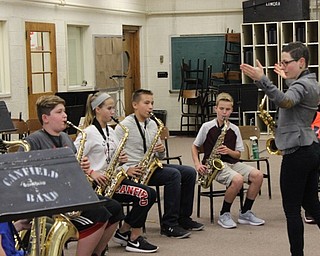 Neighbors | Abby Slanker.Guest clinician Noa Even directed seventh-grade saxophone players as she helped them with their fundamentals Oct. 13.