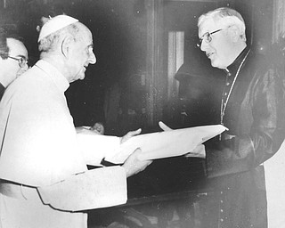1968 Aux Bishop James Malone with Pope PaulVI