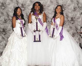SPECIAL TO THE VINDICATOR
The Junior Civic League of Youngstown hosted the 61st annual Miss Cinderella Ball gala Nov. 25 at Mr. Anthony’s in Boardman. Members of the court, from left, are Jena Johnson, second attendant; Kailynn Anderson, Miss Cinderella 2016; and Ciel Vidale, first attendant.