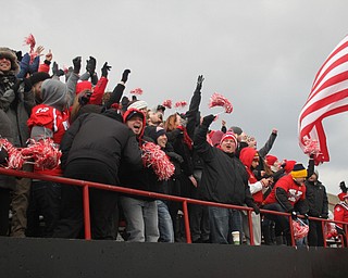 during the first half as Youngstown State takes on Wofford College in the FCS quarterfinals at Stambuagh Stadium in Youngstown on Saturday, Dec. 10, 2016. Youngstown State won in double overtime, 30-23, advancing to the semifinals...(Nikos Frazier | The Vindicator)..
