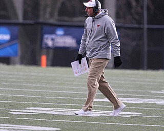 Youngstown State Penguin head coach Bo Pelini during the first half as Youngstown State takes on Wofford College in the FCS quarterfinals at Stambuagh Stadium in Youngstown on Saturday, Dec. 10, 2016. Youngstown State won in double overtime, 30-23, advancing to the semifinals...(Nikos Frazier | The Vindicator)..