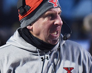 CHENEY, WA - DECEMBER 17: Youngstown State head coach Bo Pelini shows his displeasure during the game between the Youngstown State University Penguins and the Eastern Washington University Eagles on December 17, 2016 at Roos Field in Cheney, Washington.  (Photo by Robert Johnson).