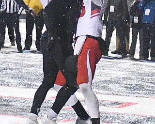 CHENEY, WA - DECEMBER 17: Youngstown State tight end Kevin Rader (83) reaches around EWU linebacker Ketner Kupp (40) and catches the winning touchdown behind his back with 1 second left during the game between the Youngstown State University Penguins and the Eastern Washington University Eagles on December 17, 2016 at Roos Field in Cheney, Washington.  (Photo by Robert Johnson).