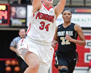 YOUNGSTOWN, OHIO - DECEMBER 21, 2016: Morgan Brunner #34 of YSU catches a pass in transition during the first half of their game Tuesday morning at Beeghly Center. YSU won 84-71. DAVID DERMER | THE VINDICATOR