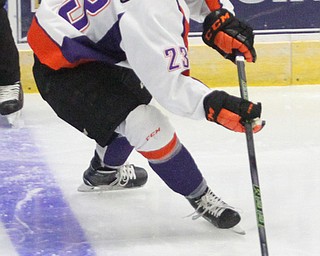 Youngstown Phantoms forward Alex Esposito (23) regains control of the puck before firing towards the goal during the first period as the Youngstown Phantoms take on the Muskegon Lumberjacks at the Covelli Centre in Youngstown on Tuesday, Dec. 27, 2016...(Nikos Frazier | The Vindicator)..