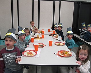 Neighbors | Alexis Bartolomucci.Students in Danielle Argeras' class at Poland North Preschool ate their Thanksgiving Feast on Nov. 22 before break.