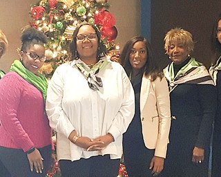 SPECIAL TO THE VINDICATOR
Committee members of Epsilon Mu Omega chapter of Alpha Kappa Alpha are preparing for the annual Snowflake Ball on Jan. 28 at the Embassy in Boardman. From left are Lundeana Thomas; Dominique Graves-Robinson; Deanna Brown, president; LaQuesha Lewis; Carol Prestley, and Kareem Ash-Holloway, co-chairman. Other committee members are Madonna Chism-Pinkard, Lindsay Benton, Jasmine Young and Sandy Smith-Graves, co-chairman.