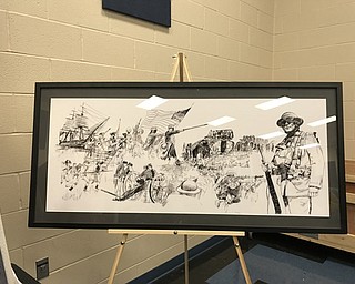 Neighbors | Alexis Bartolomucci.The beginning of the mural was drawn by artist Ray Simon before it was digitalized and blown up to start the 80 foot mural that was shown at Austintown Middle School.